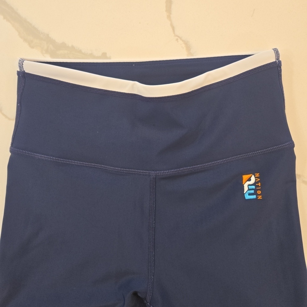 P.E Nation Quarter Force Embroidered Stretch Activewear Leggings Navy Size XS - Picture 5 of 9